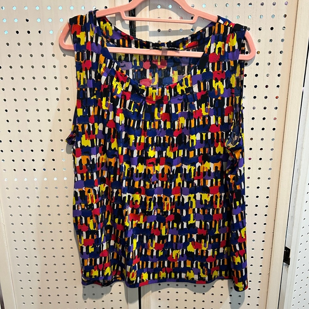 Jones Studio Separates 2X Sleeveless Tank‎ Top Colorful Abstract
